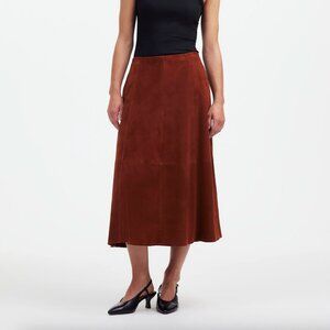 NWT! MADEWELL Suede Seamed Midi Skirt Size 4